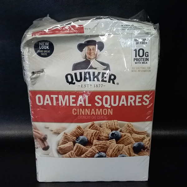 Quaker Oatmeal Squares Cereal, Cinnamon, 14.5-Ounce Boxes Pack of 3