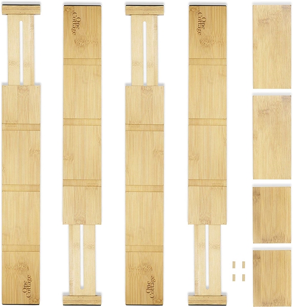 One Cottage Bamboo Adjustable Drawer Organizer Set of 4