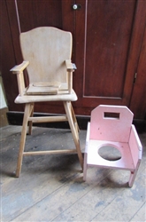 VINTAGE WOOD HIGH CHAIR & POTTY CHAIR FOR DISPLAY ONLY