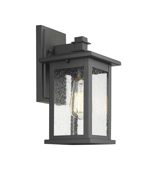 Emliviar Indoor/Outdoor Wall Mount Sconce/Lantern Lights Black Finish with Clear Seeded Glass - 2-PACK
