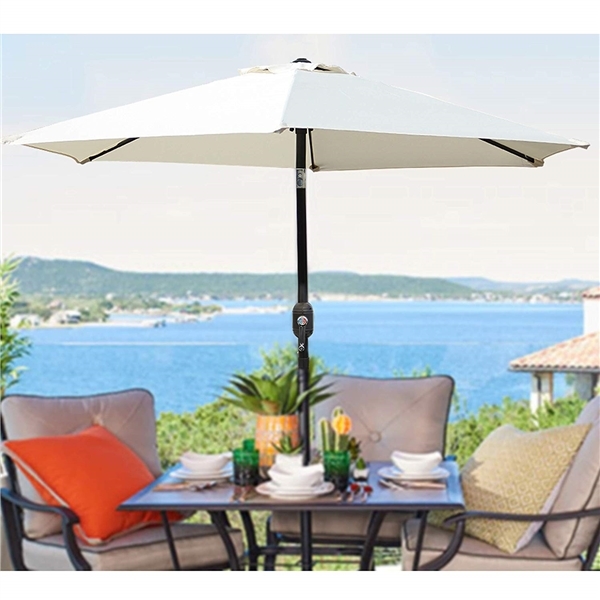 UHINOOS 9 ft Patio Umbrella with Tilt button and Crank-Ivory