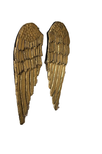 Kalalou Gold Painted Wooden Angel Wings Set of Two