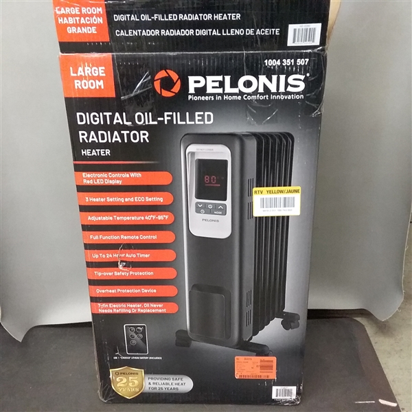 Pelonis 1,500-Watt Digital Electric Oil-Filled Radiant Portable Space Heater