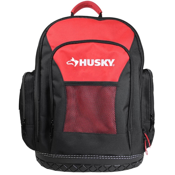 Husky 18 in. Rubber Bottom Tool Backpack in Red