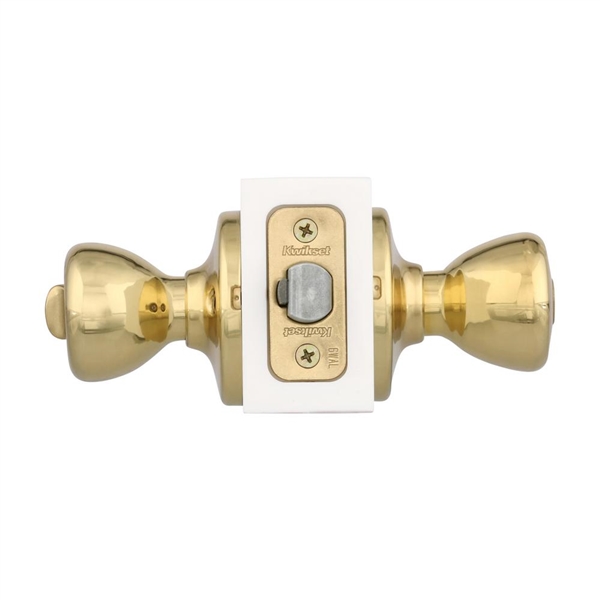 Kwikset Tylo Polished Brass Keyed Entry Door Knob Featuring Microban Antimicrobial Technology