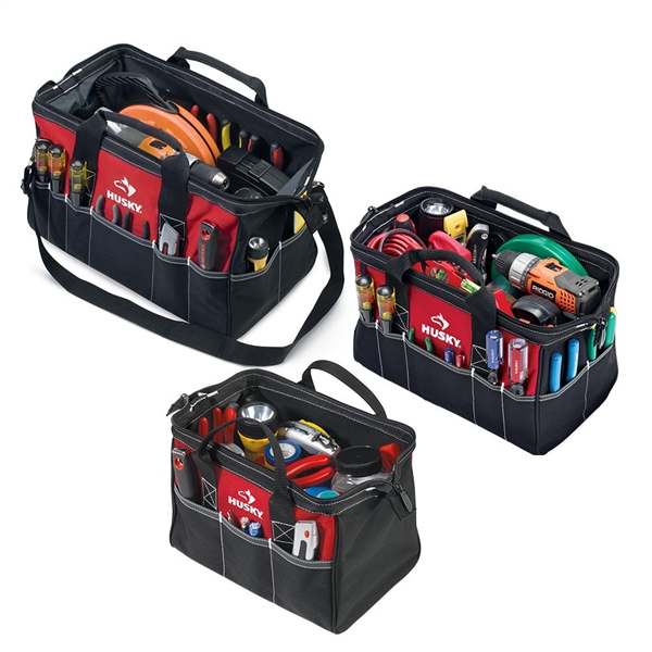 Husky 18 in., 15 in. and 12 in. Tool Bag Combo in Red
