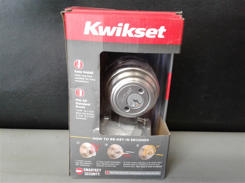 Kwikset Satin Nickel Double Cylinder Deadbolt featuring SmartKey Security