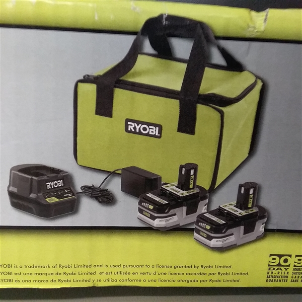 RYOBI 18-Volt ONE+ LITHIUM+ HP 3.0 Ah Battery (2-Pack) Starter Kit with Charger and Bag