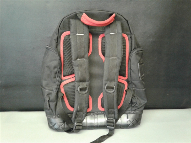 Husky 18 in. Rubber Bottom Tool Backpack in Red