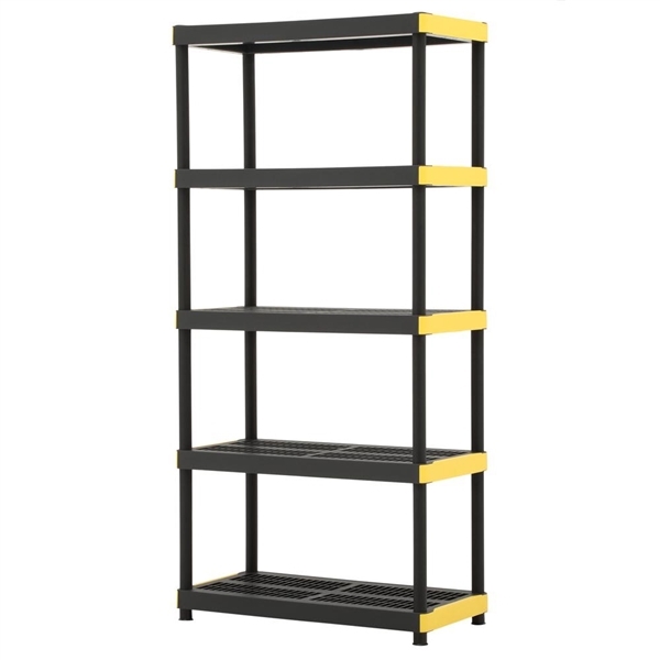 HDX 18 in. x 36 in. x 74 in. Black and Yellow Plastic Ventilated 5-Tier Garage Shelving Unit