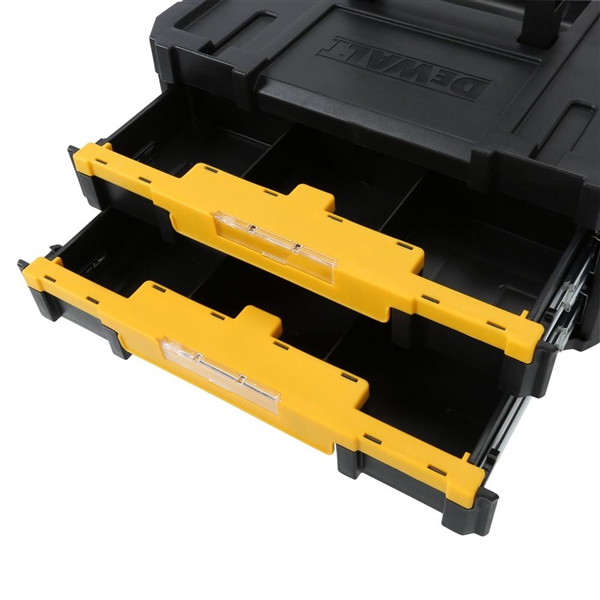 DEWALT TSTAK IV 7 in. Stackable 18-Compartment Double Shallow Drawer Small Parts & Tool Storage Organizer
