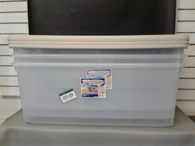 3 Pack Sterilite 106 Qt. Latching Storage Box Tan *Damaged*