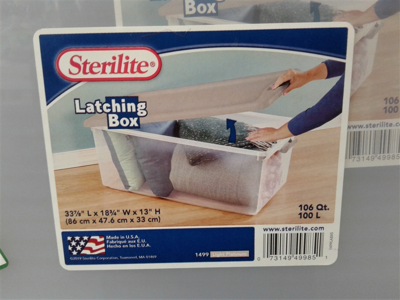 3 Pack Sterilite 106 Qt. Latching Storage Box Tan *Damaged*