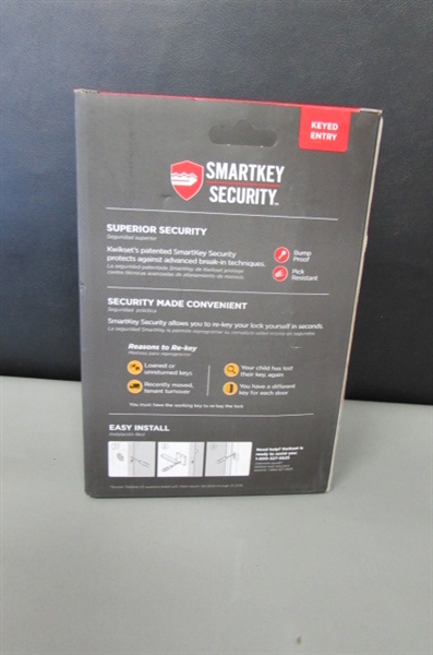 Kwikset Halifax Satin Nickel Square Keyed Entry Door Lever Featuring SmartKey Security