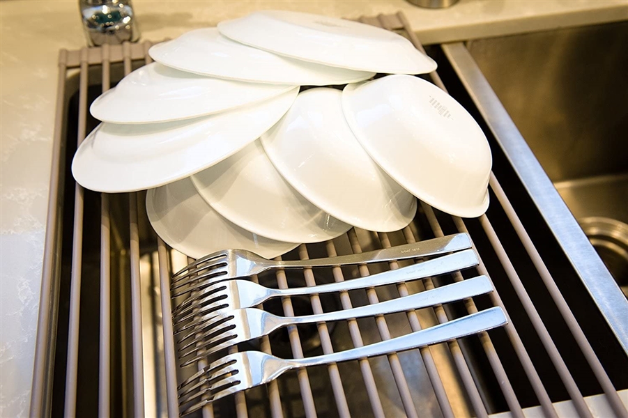 Over the Sink Multipurpose Roll-Up Dish Drying Rack