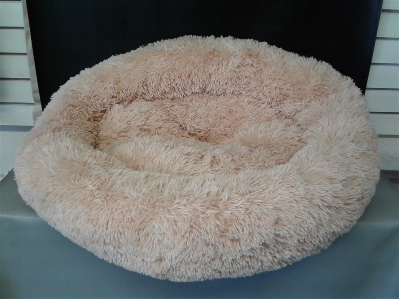 SAVFOX Long Plush Comfy Calming & Self-Warming Bed for Cat & Dog, Anti Anxiety, Furry, Soothing, Fluffy, Washable, Abbyspace, Marshmellow Pet Donut Bed. XL 31