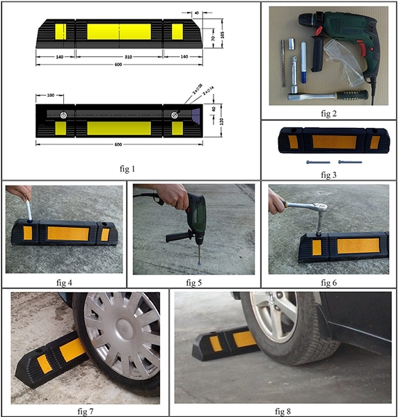 Parking Stopper for Garage Floor - 2 Pack