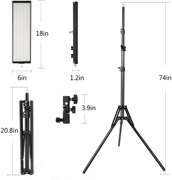 Bi-Color LED Video Filming Light with Tripod Stand