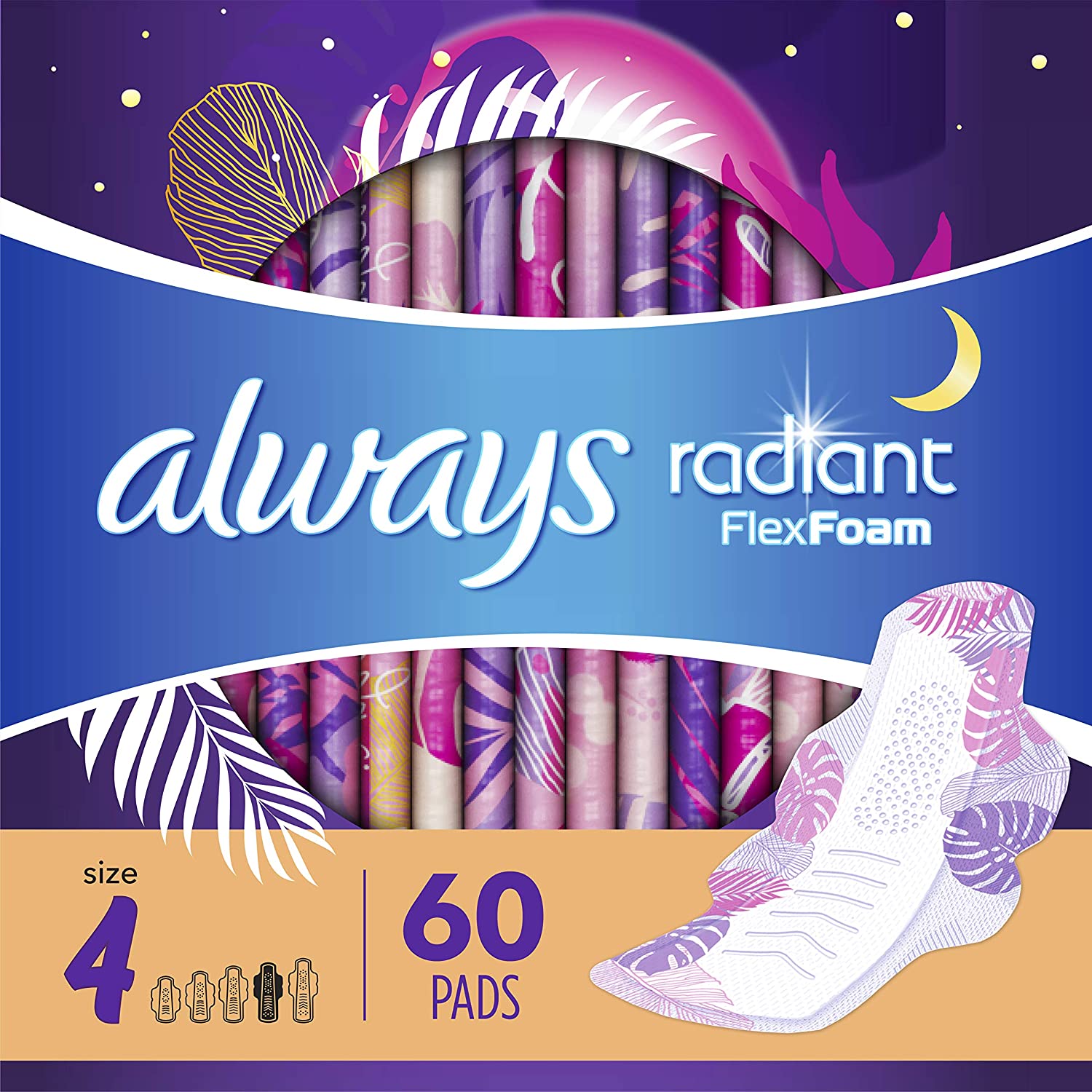 lot-detail-always-radiant-feminine-pads-for-women-size-4-60-count