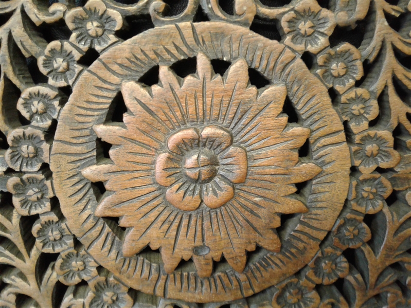 Floral Carved Wood Wall Hanging 33