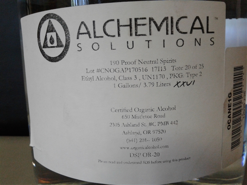 Certified Organic Neutral Cane Spirits 1 Gallon