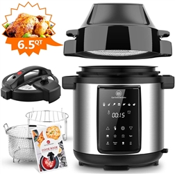  6.5Qt Pressure Cooker & Air Fryer All-in-One Multi-Cooker with Pressure & Crisping Lid