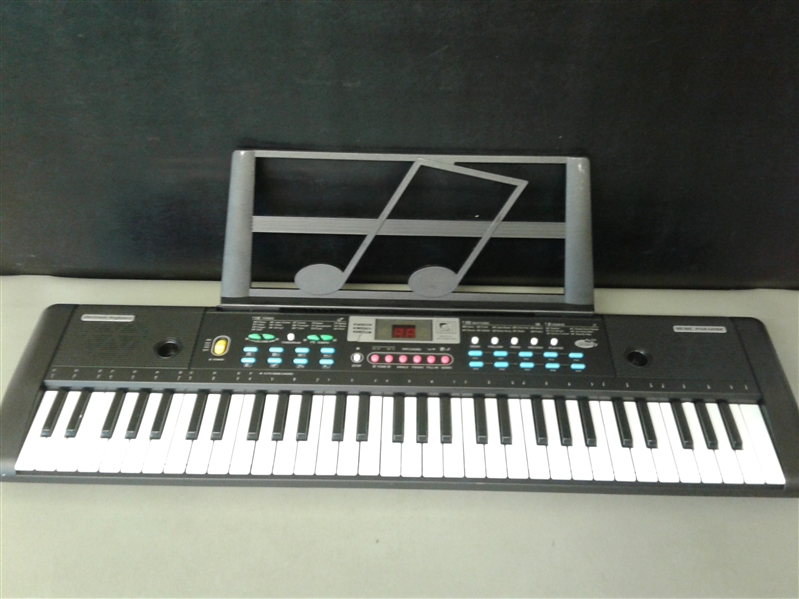 61-Key Electronic Keyboard with Power Supply, Microphone, and Music Stand