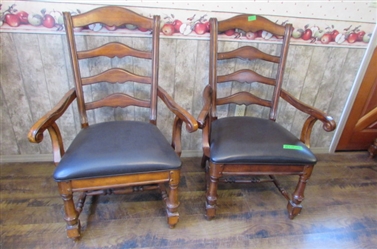PAIR OF CAPTAINS DINING CHAIRS - LADDER BACK