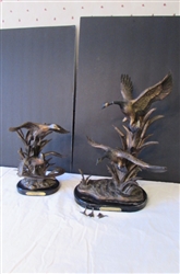 BRONZED RESIN DUCK STATUES *DAMAGED*