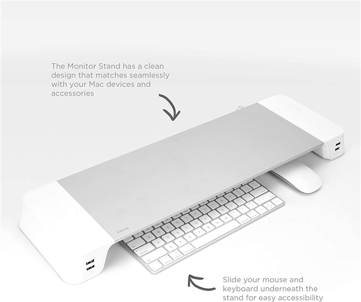 Apple iHome Computer Monitor Stand with 4 Port USB Hub