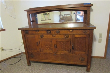 ANTIQUE MISSION STYLE SIDEBOARD