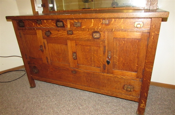 ANTIQUE MISSION STYLE SIDEBOARD