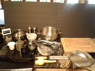 Cutting boards, strainers, measuring cups and other kitchen gadgets
