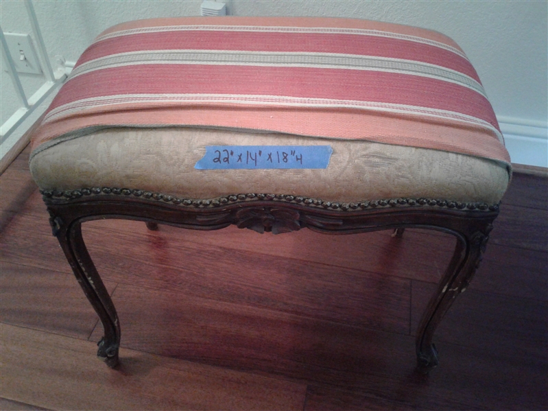 Vintage antique upholstered stool