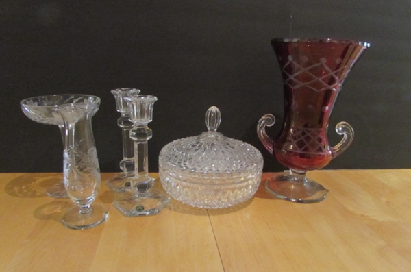 Cut Glass, Crystal, and Ruby Red Glass Items