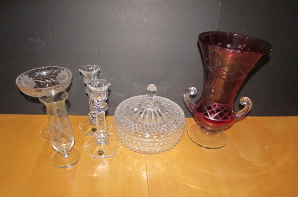 Cut Glass, Crystal, and Ruby Red Glass Items