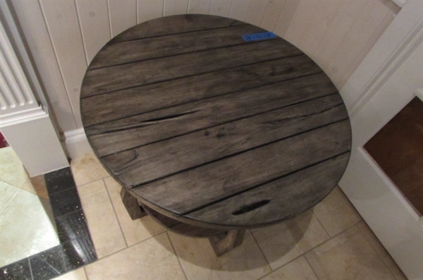 Rustic Barn Wood Look End Table w/Bottom Shelf