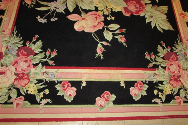 Vintage Woven Rose Area Rug