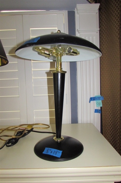 Two Black & Gold Toned Table Lamps