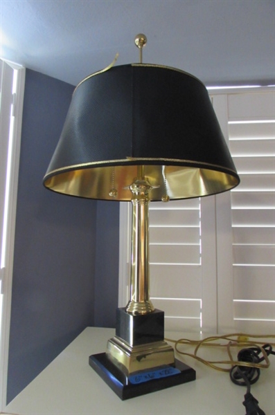 Two Black & Gold Toned Table Lamps