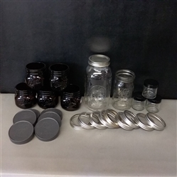 Various Size Canning Jars, Lids & Rims