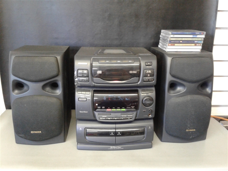 Fisher Full Remote Control 3 Disc CD Player Radio w/CDs