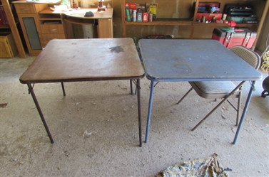 2 CARD TABLES AND FOLDING CHAIR