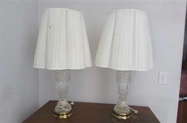 PAIR OF GLASS TABLE LAMPS