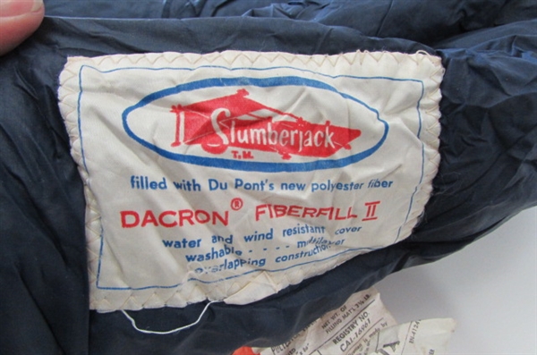 SLUMBERJACK MUMMY BAG, THE NORTH FACE DOWN JACKET & SMALL PILLOW