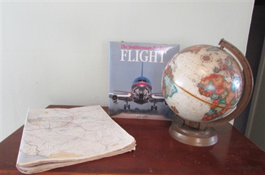 SMITHSONIAN BOOK ON FLIGHT & SMALL GLOBE