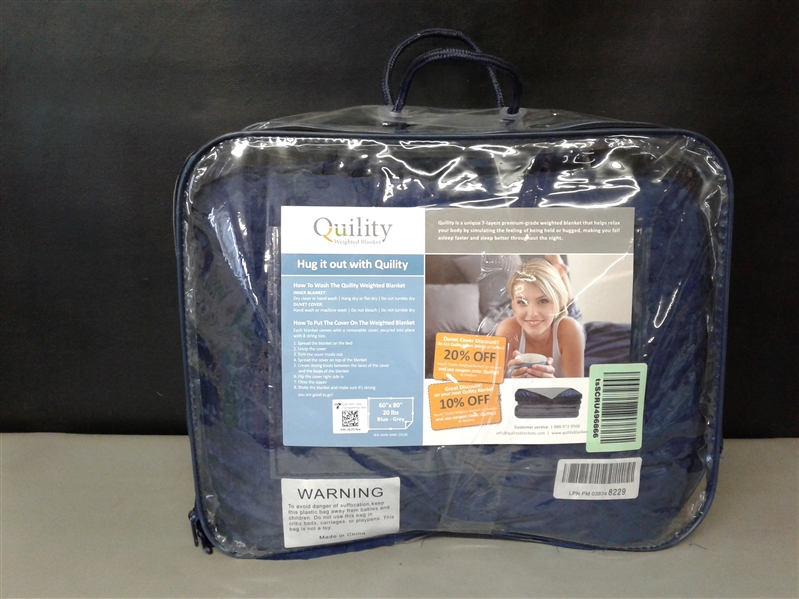 Quility 20 LB Weighted Blanket with Removable Minky Cover 60x80