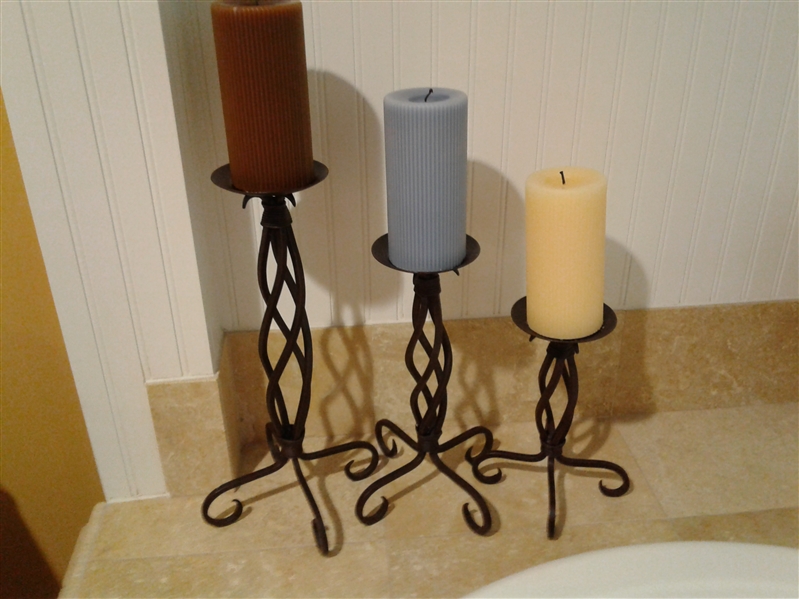 Candles, Holders, and Vase. 