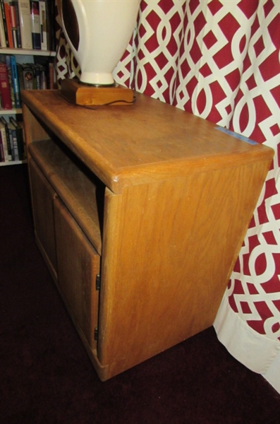 Wood T.V. Stand and Lamp