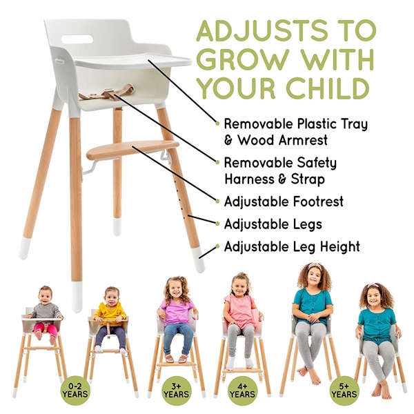 WeeSprout Wooden High Chair for Babies & Toddlers | 3-in-1 High Chair/Booster/Chair 